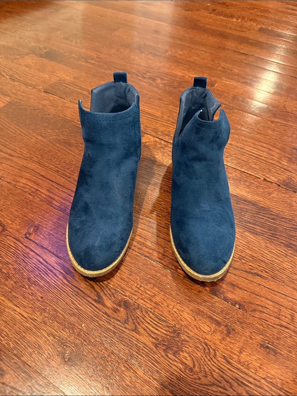 Journee Collection Navy Suede Ankle Booties